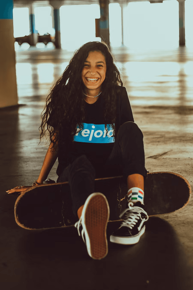 Woman with skateboard